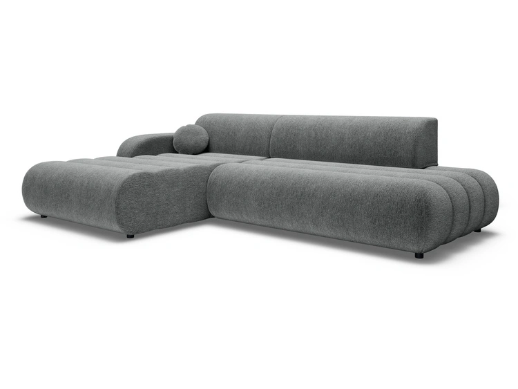 Ecksofa L-Form mit Schlaffunktion und Bettkasten Lisso Links Grau