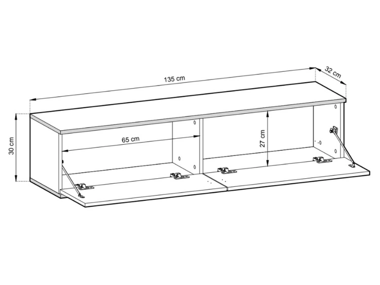TV-Lowboard Hänge mit Türen 135 cm Diolo Beige mit geriffelter Vorderseite