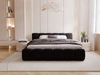 Polsterbett ohne Bettkasten mit Lattenrost 140x200 Cloud Low aus Samtstoff Schwarz