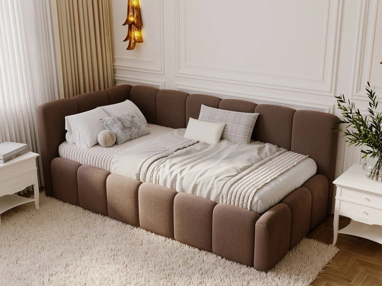 Jugendbett Einzelbett mit Bettkasten und Lattenrost 90x200 Cloud One Braun