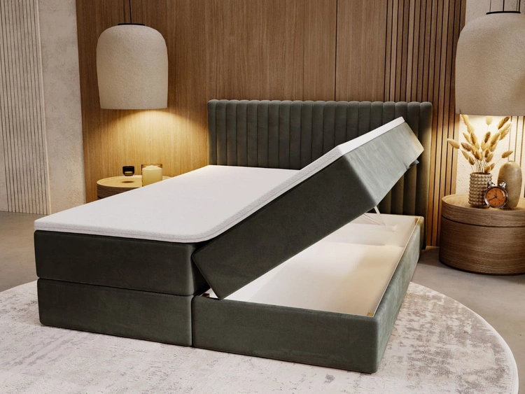 Boxspringbett mit Bettkasten 200x200 Marbella Dunkelgrau