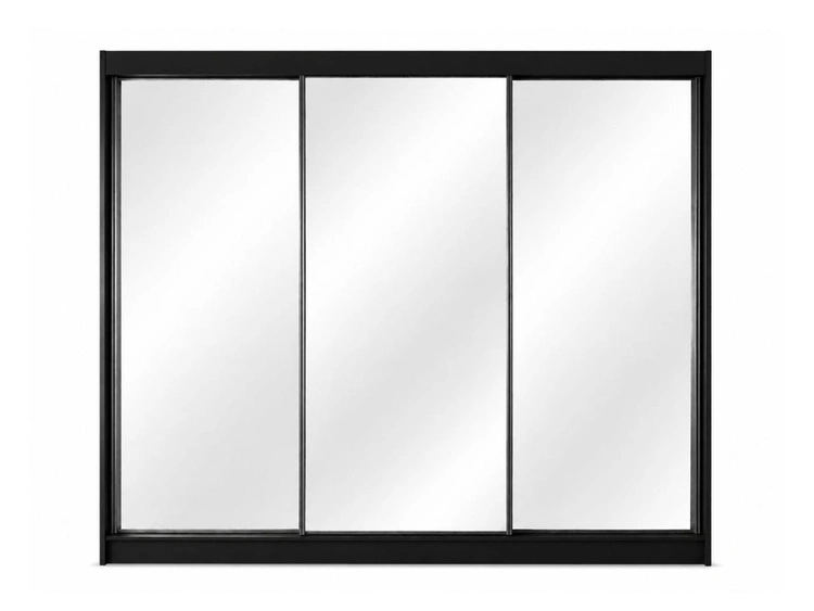 Schiebetürenschrank 250 cm mit Spiegel und LED-Beleuchtung Luzio Schwarz