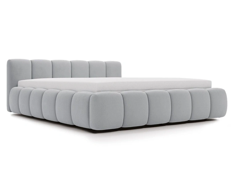 Polsterbett ohne Bettkasten mit Lattenrost 180x200 Cloud Low aus Samtstoff Grau