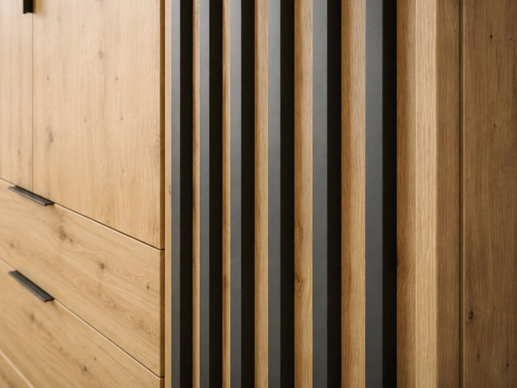 Kleiderschrank 206 cm Macron Artisan Eiche, Schwarz