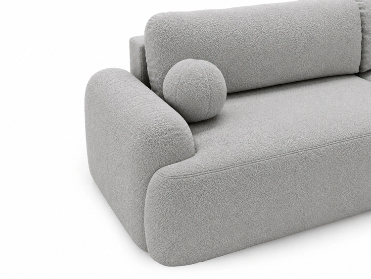 Ecksofa L-Form Rechts mit Schlaffunktion und Bettkasten Aurio Grau