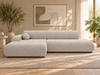 Ecksofa L-Form mit Schlaffunktion und Bettkasten Lisso Links Cremefarben