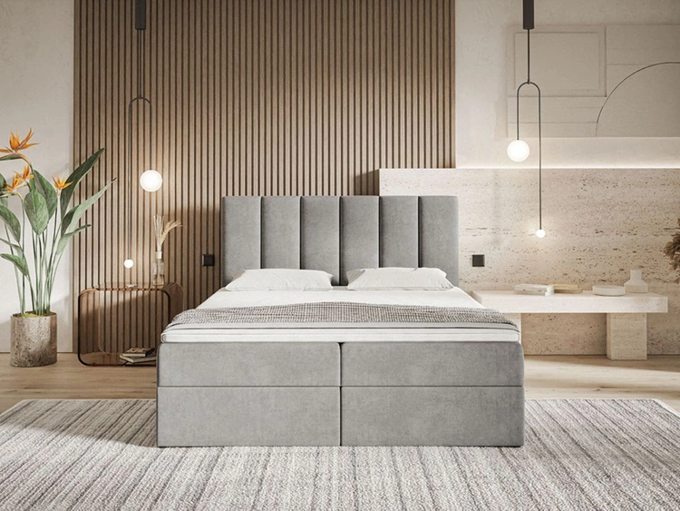 Boxspringbett mit Bettkasten 160x200 Cascada Grau