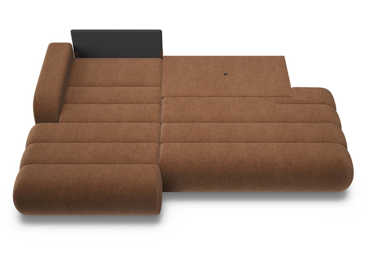 Ecksofa L-Form mit Schlaffunktion und Bettkasten Lisso Links Terrakotta