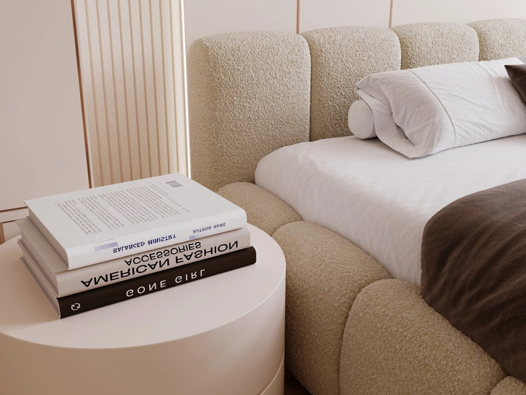Polsterbett ohne Bettkasten mit Lattenrost 200x200 Cloud Low aus Bouclé-Stoff Dunkelbeige