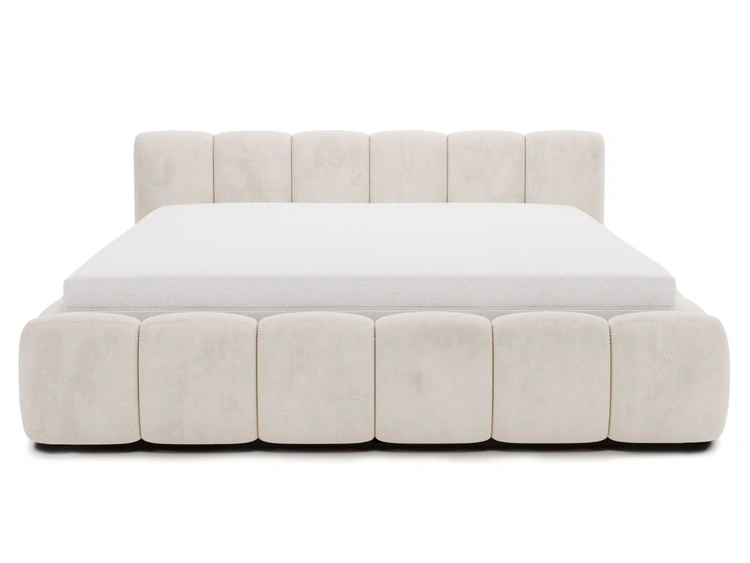 Polsterbett ohne Bettkasten mit Lattenrost 180x200 Cloud Low aus Samtstoff Beige