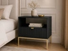 Nachtschrank mit Schublade Amber Schwarz, Gold Frame