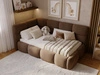 Gepolstertes Jugend-Einzelbett mit Bettkasten und Holzrost 90x200 Modo One Rechts Braun