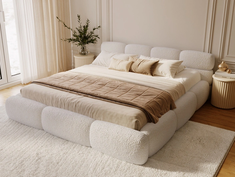 Polsterbett mit Bettkasten und Bettrost 200x200 Sweet Low Beige