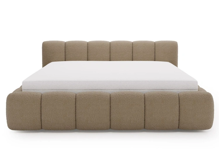 Polsterbett ohne Bettkasten mit Lattenrost 180x200 Cloud Low aus Bouclé-Stoff Braun