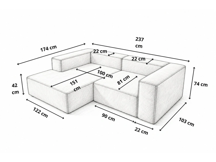 Ecksofa L Links Vellaro Grau