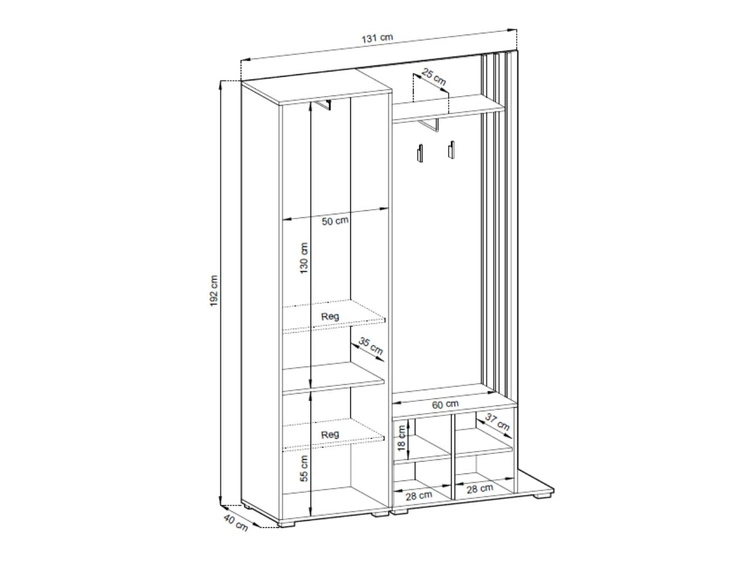 Garderobe mit Spiegel und Kleiderhaken Graphit, Artisan Eiche