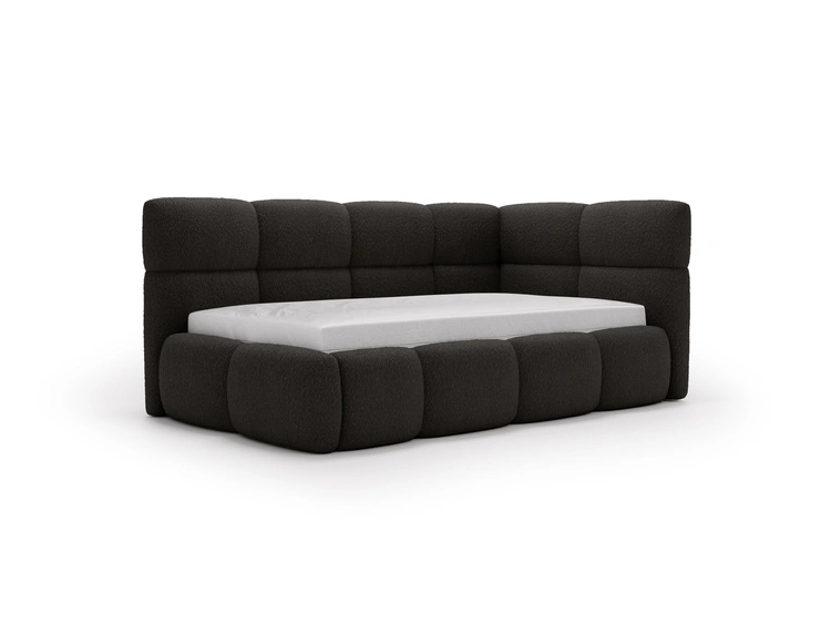 Gepolstertes Jugend-Einzelbett mit Bettkasten und Lattenrost 90x200 Modo One Links Schwarz