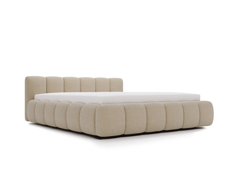 Polsterbett ohne Bettkasten mit Lattenrost 120x200 Cloud Low aus Bouclé-Stoff Dunkelbeige