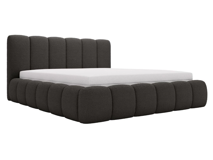 Polsterbett ohne Bettkasten mit Lattenrost 180x200 Cloud aus Bouclé-Stoff Schwarz