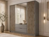 Kleiderschrank mit Spiegel 206 cm Macron Grau, Artisan Eiche