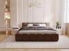 Polsterbett ohne Bettkasten mit Lattenrost 140x200 Cloud Low aus Samtstoff Braun