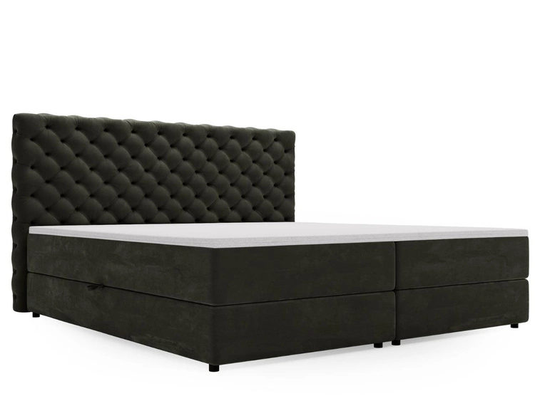 Boxspringbett mit Bettkasten 180x200 Bergamo Dunkelgrau