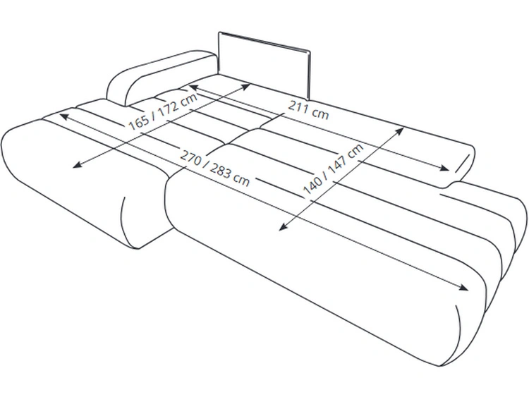 Ecksofa L-Form mit Schlaffunktion und Bettkasten Lisso Links Beige