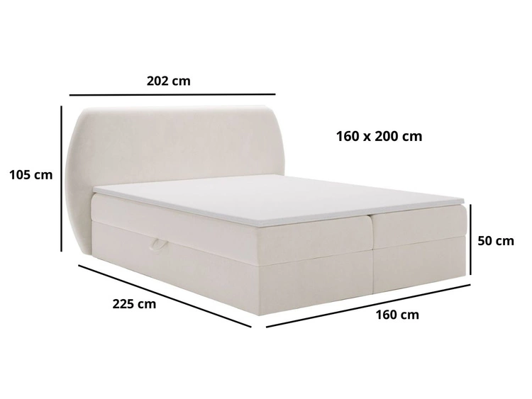Boxspringbett mit Bettkasten 160x200 Bogota Dunkelgrau