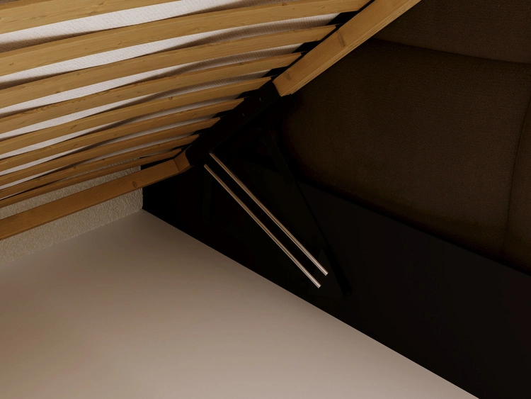 Gepolstertes Jugend-Einzelbett mit Bettkasten und Holzrost 90x200 Modo One Rechts Braun
