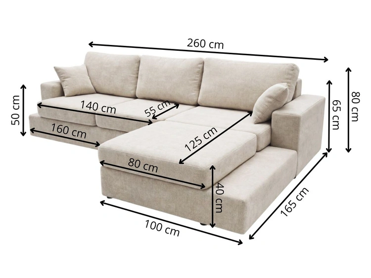 Ecksofa L-Form fürs Wohnzimmer Nesto Rechts Creme