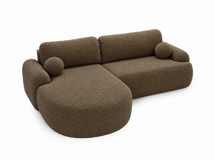 Ecksofa L-Form Links mit Schlaffunktion und Bettkasten Aurio Braun