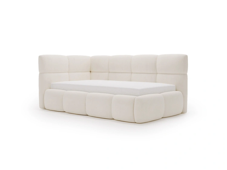 Gepolstertes Jugend-Einzelbett mit Bettkasten und Holzrost 90x200 Modo One Rechts Beige