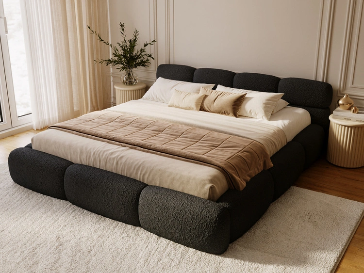 Polsterbett mit Bettkasten und Bettrost 200x200 Sweet Low Schwarz