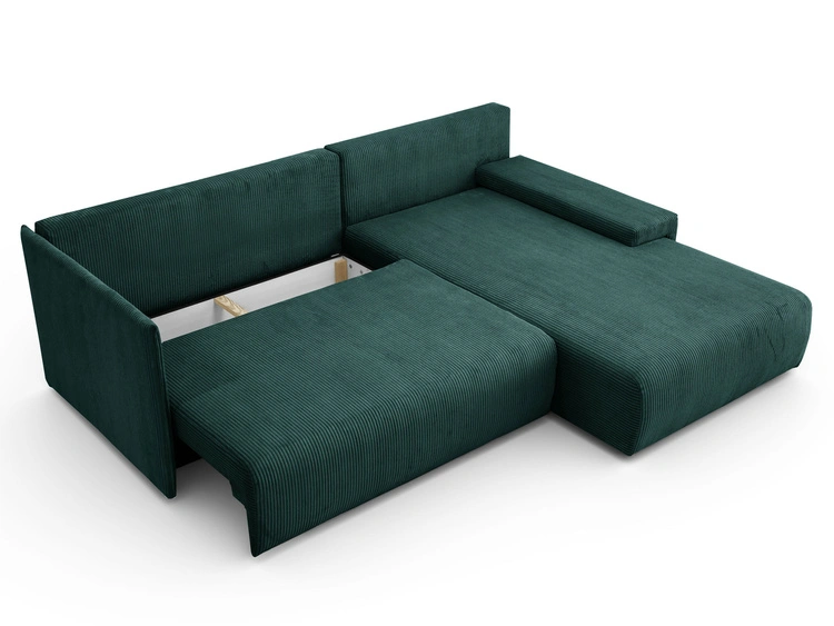 Ecksofa L-Form mit Schlaffunktion und Bettkasten Merivo Grün