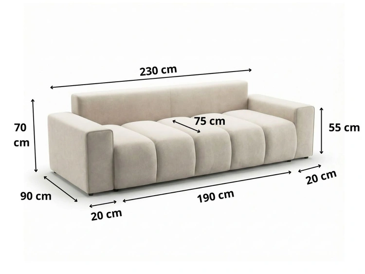 Schlafsofa mit Bettfunktion und Bettkasten Miro Creme