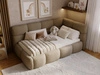 Gepolstertes Jugend-Einzelbett mit Bettkasten und Lattenrost 90x200 Modo One Links Braun