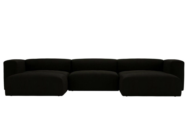 Wohnlandschaft Universell Moderne Cord Ecksofa Landi Schwarz
