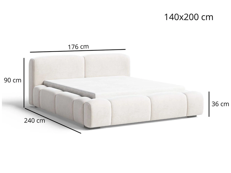 Polsterbett mit Bettkasten und Lattenrost 140x200 Aubi Beige