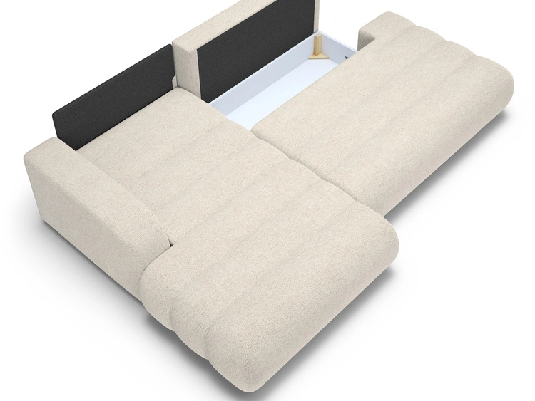 Ecksofa L-Form mit Schlaffunktion und Bettkasten Lisso Links Beige