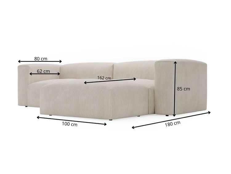 Ecksofa L-Form Rechts Moderne Cord Ecksofa Landi Honigfarben