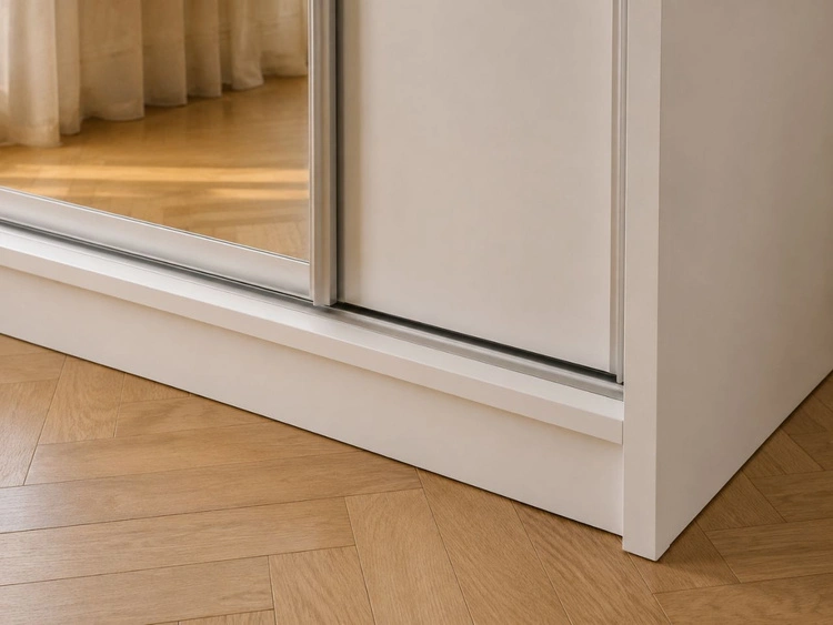 Schiebetürenschrank mit Spiegel 150 cm mit LED-Beleuchtung Portel Weiß