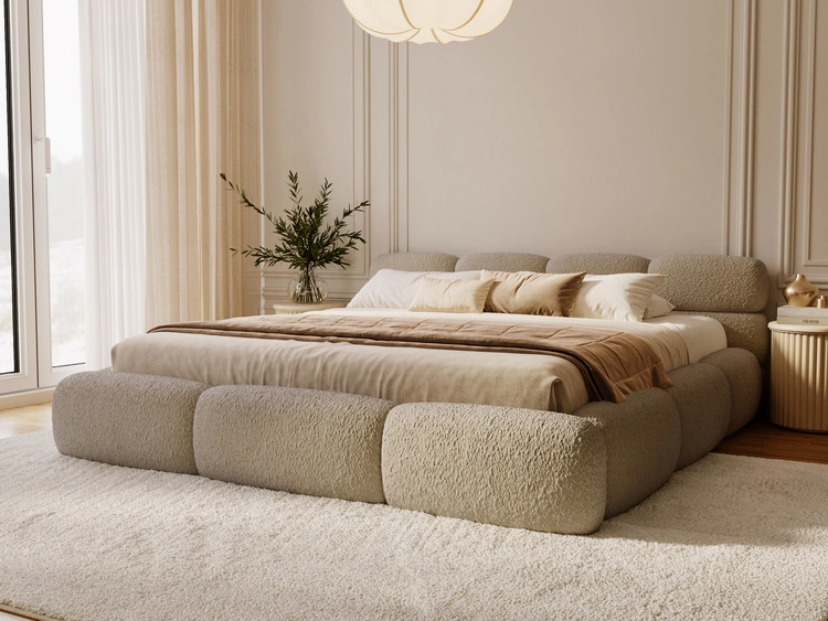 Polsterbett mit Bettkasten und Bettrost 120x200 Sweet Low Dunkelbeige