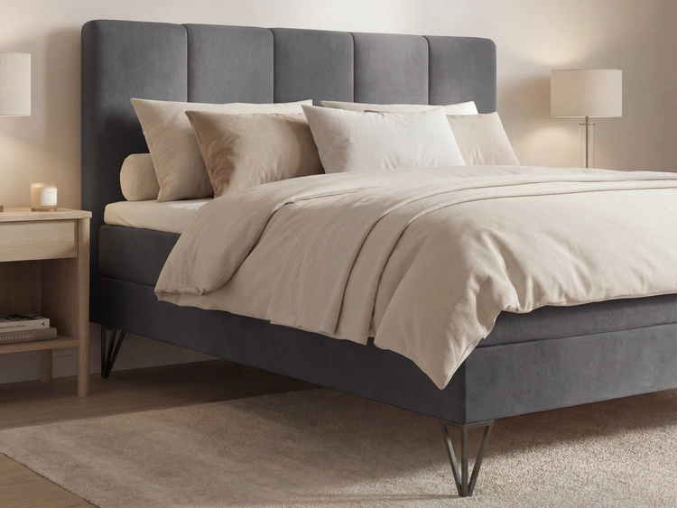 Boxspringbett mit Bettkasten 140x200 Vendi grau