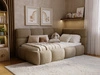 Gepolstertes Jugend-Einzelbett mit Bettkasten und Lattenrost 90x200 Modo One Links Braun
