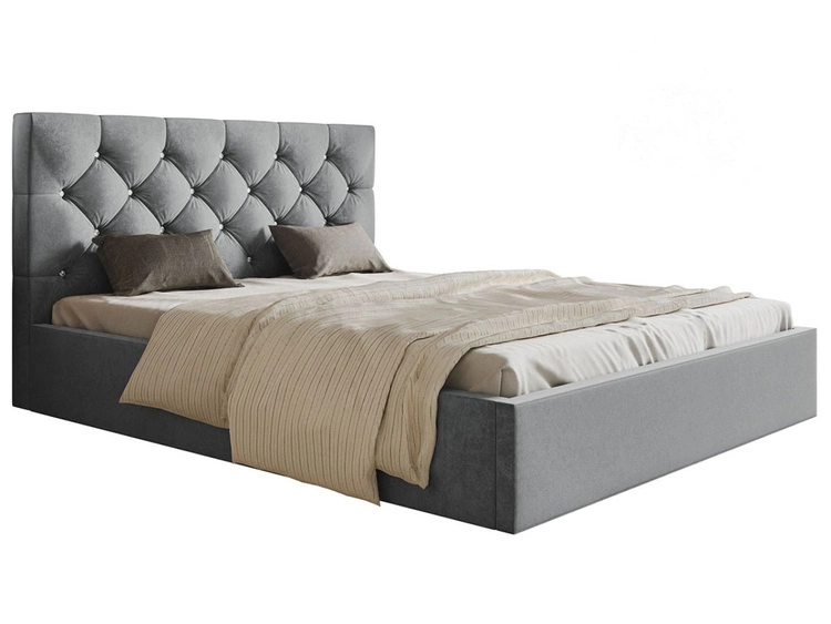 Polsterbett mit Bettkasten und Lattenrost 180x200 Selva Hellgrau