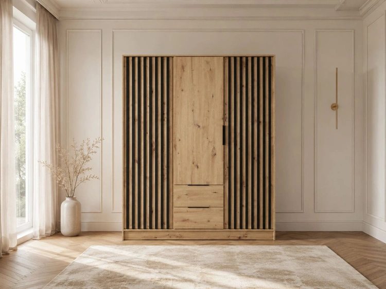 Kleiderschrank 155 cm Artisan Eiche, Schwarz