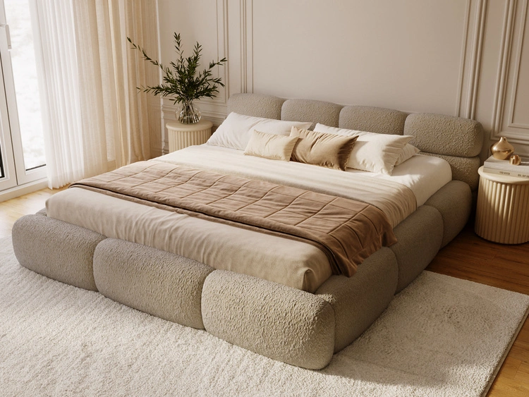 Polsterbett mit Bettkasten und Bettrost 160x200 Sweet Low Dunkelbeige