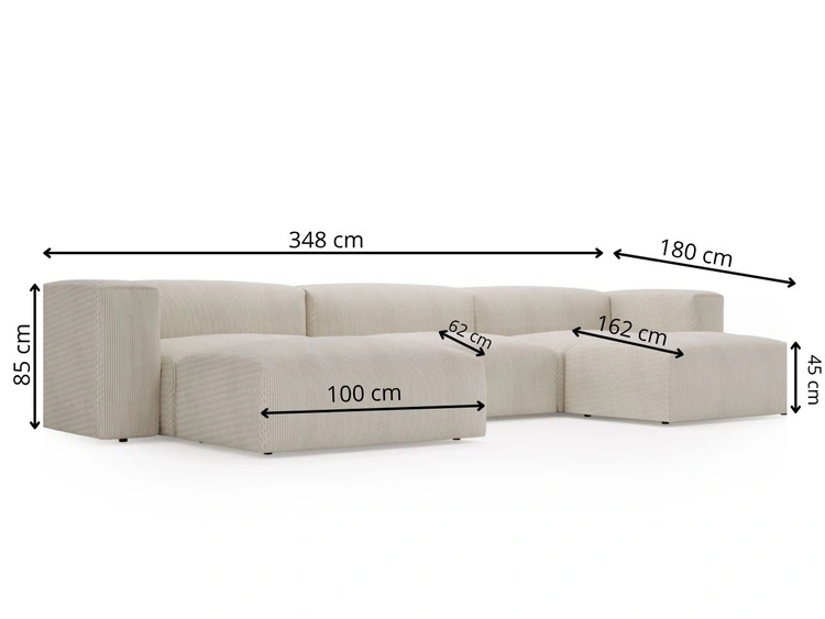 Wohnlandschaft Universell Moderne Cord Ecksofa Landi Schwarz