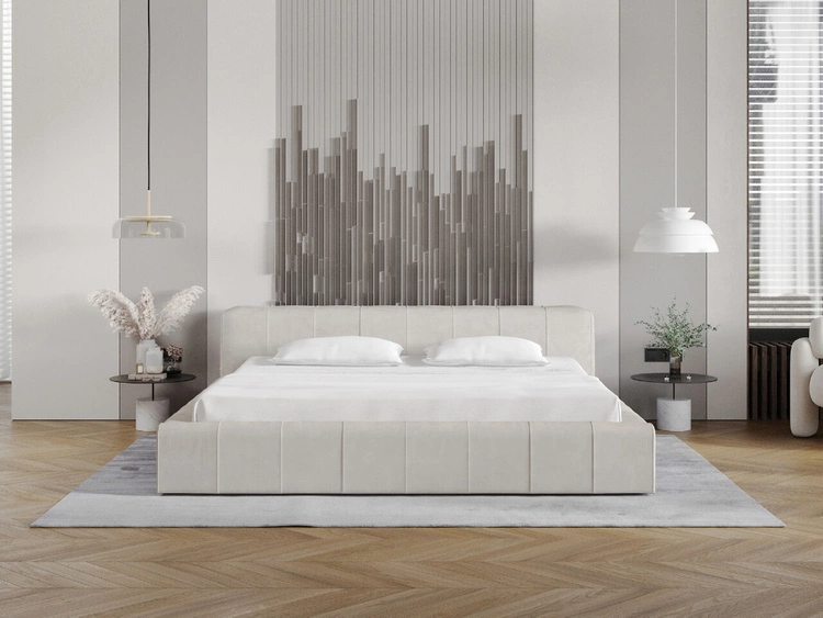Polsterbett mit Bettkasten und Lattenrost 120x200 Lipari Beige