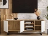 TV-Lowboard schwarzes Gestell Vivance Weiß und Eiche Artisan